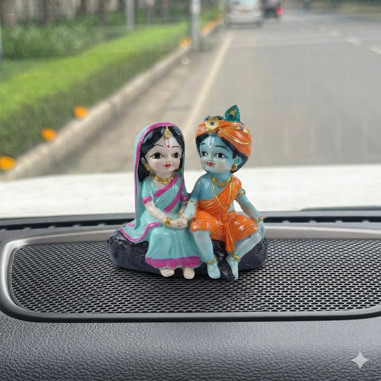 Divine Little Radha Krishna Figurine | Cute Spiritual Home & Car Decor