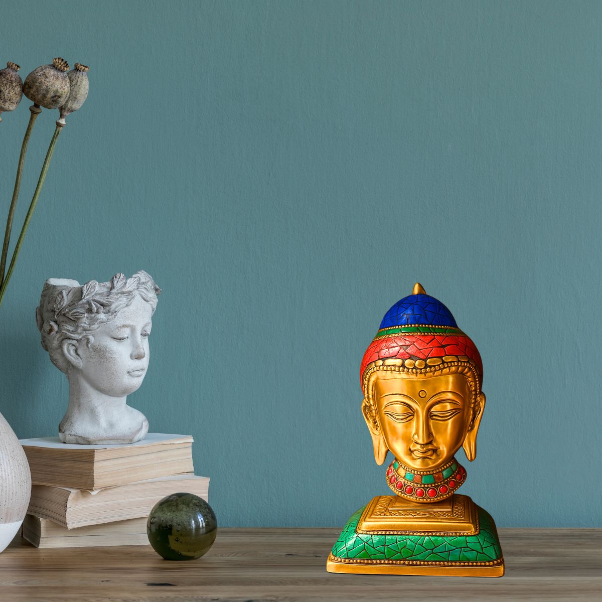 Metal Handicraft Buddha Head Statue