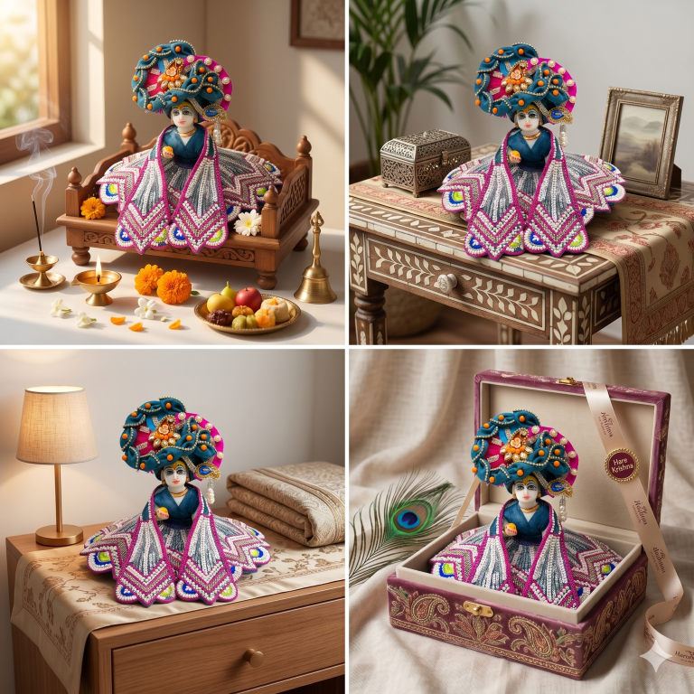 Tiny Shiny Laddu Gopal Poshak Thakur Ji Dress Heavy Designer Dress for Kanha Ji Fancy Dress for Bal Krishna Janmaasthmi Special for Ladoo Gopal Ji (Size-0 to 5)