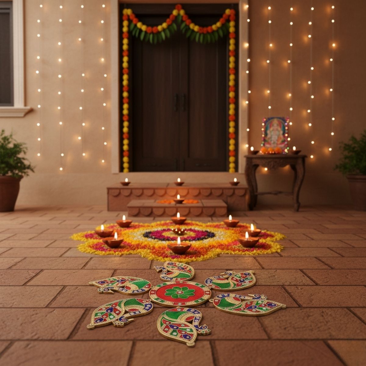Peacock Meena Stone Rangoli