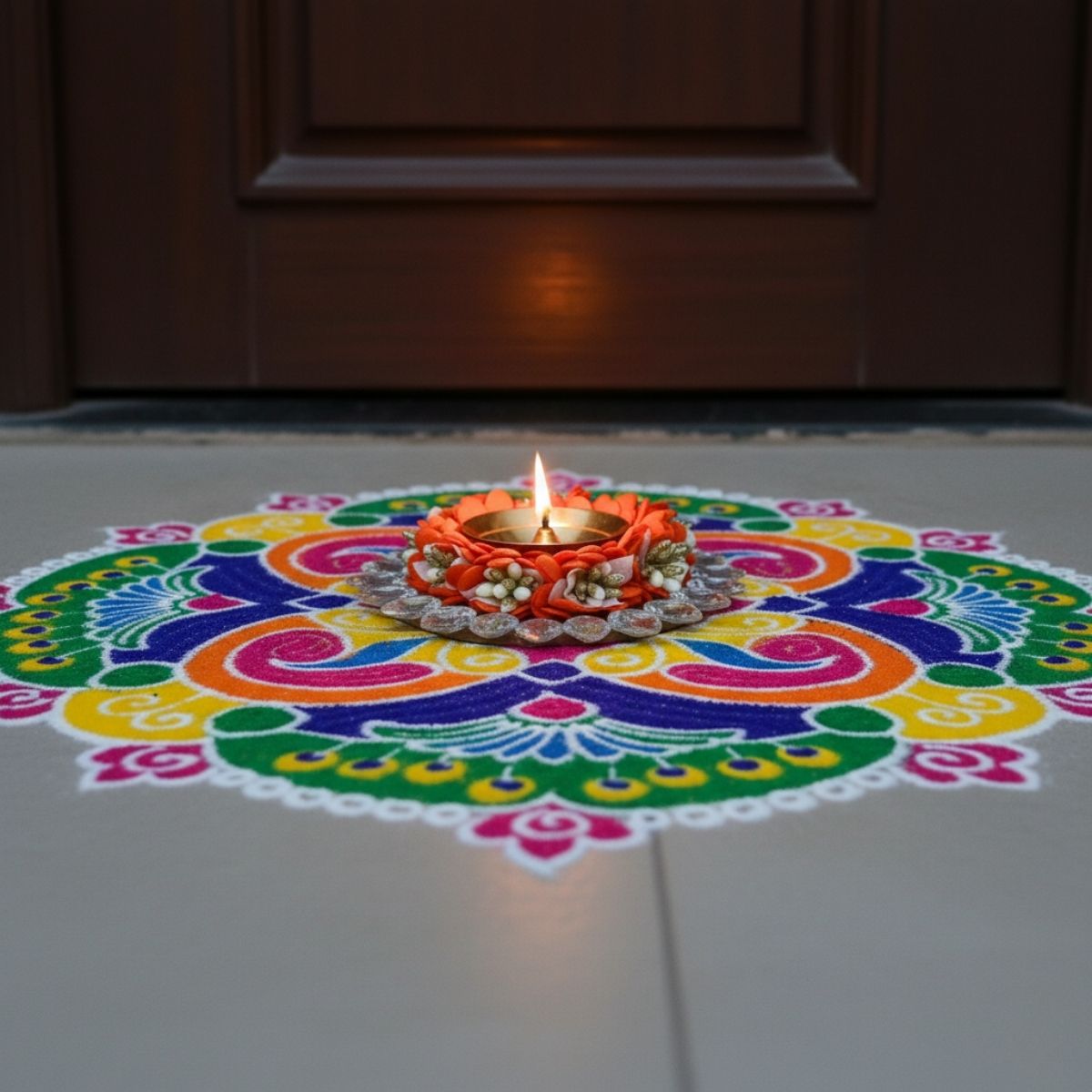Brass Jyot Diya - Orange