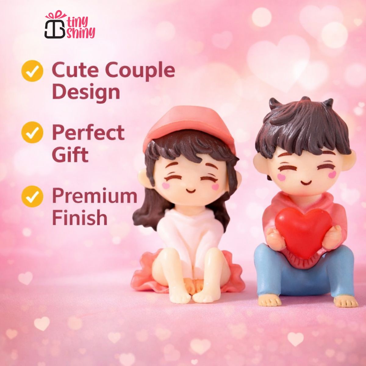 Valentine Gift for Girlfriend Boyfriend| Resin Miniature Cute Romantic Couple Statue Boy Giving Heart to Girl Showpiece Valentine Day Gift for Husband Wife - image 6