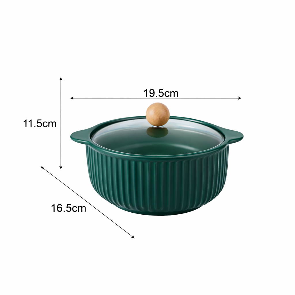 Ceramic Casserole Dish with Lid | Oven Safe, Heat Resistant Cookware | Durable Serving Bowl with Handles | Ideal for Cooking, Baking & Serving (Multi Colour)