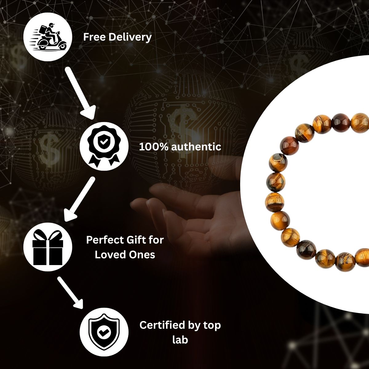 Tiny Shiny Tiger Eye Stone Bracelet