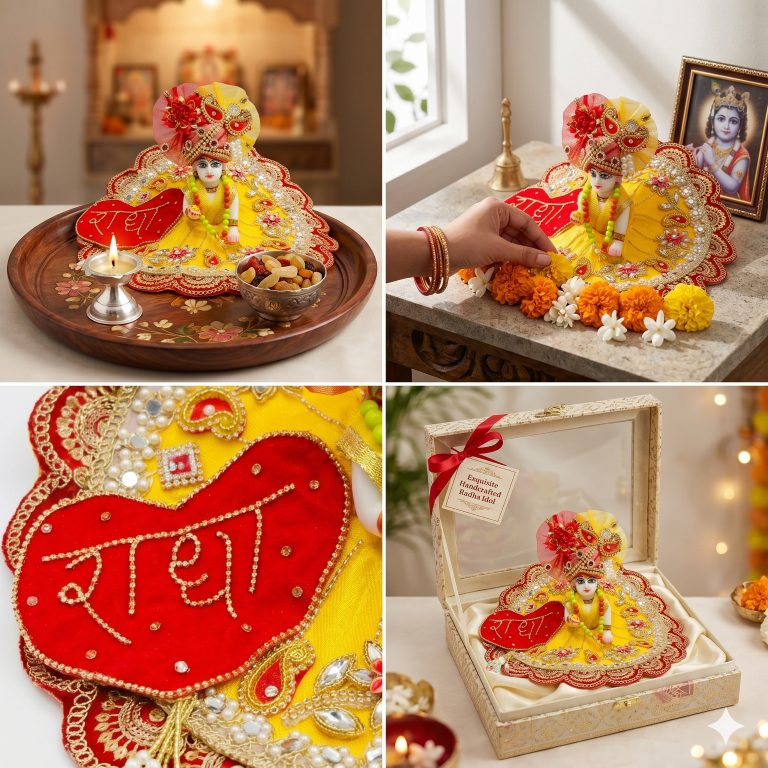 Tiny Shiny Laddu Gopal Poshak Thakur Ji Dress Heavy Designer Dress for Kanha Ji Fancy Dress for Bal Krishna Janmaasthmi Special for Ladoo Gopal Ji (Size-1 to 6)