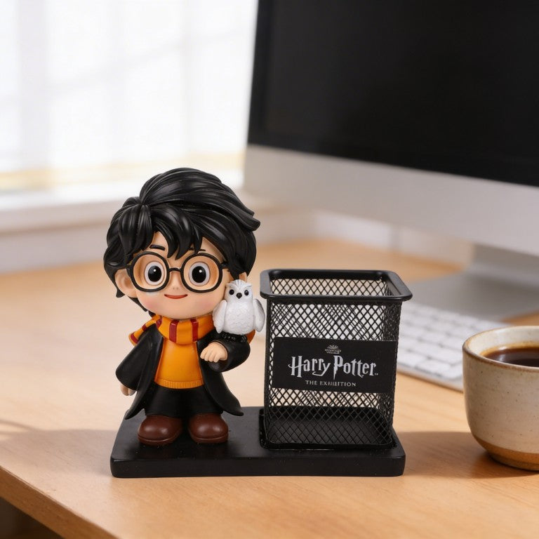 Chibi Harry Potter & Hedwig Desk Organizer | Magical Figurine Pen Holder