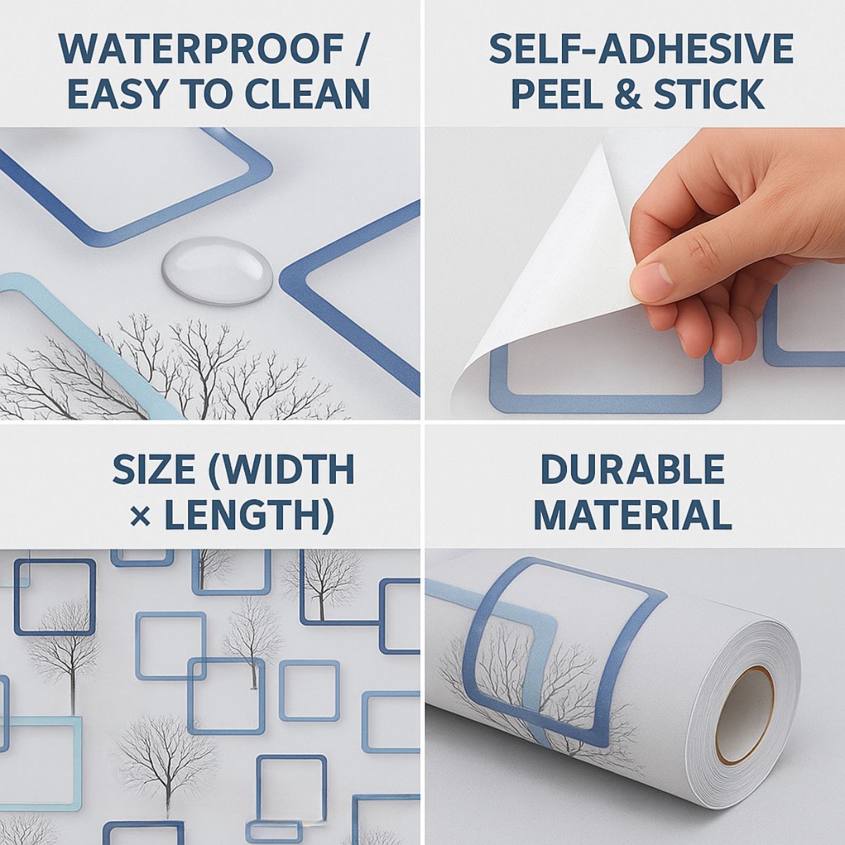Blue Box Self-Adhesive Wallpaper