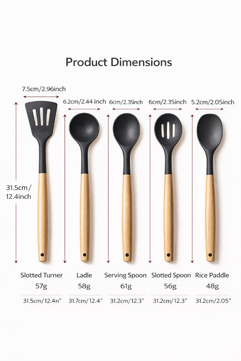 Silicone Spatula with Wooden Handle – Heat Resistant, Non-Stick, Flexible Kitchen Utensil for Baking, Cooking & Mixing – BPA-Free, Soft & Durable – Ideal for Scraping & Spreading (5-Pcs,Black)