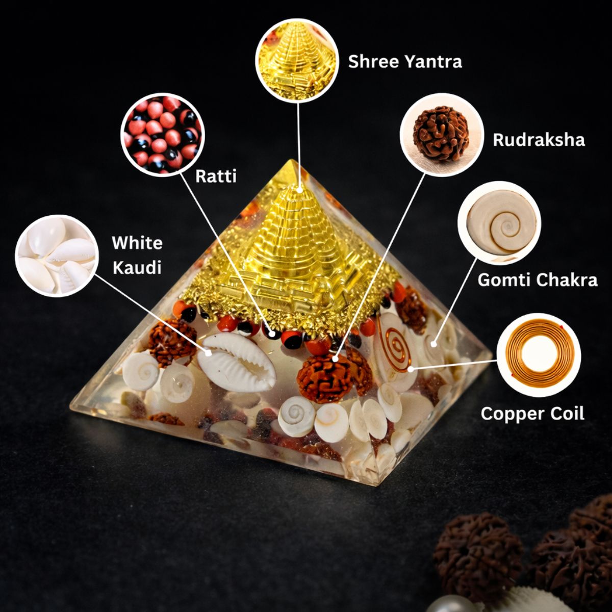 Maha Laxmi Pyramid with Shree Yantra 70 mm