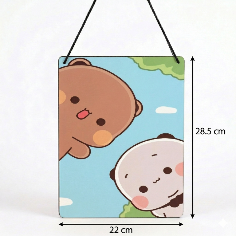 Curious Bear & Panda Peeking Wall Hanging | Aesthetic Kawaii Room Decor