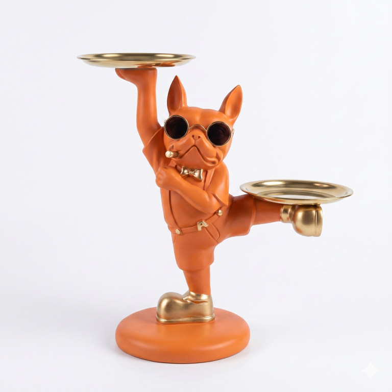 Cool Bulldog Dual-Tray Storage Figurine | Quirky Home & Office Organizer