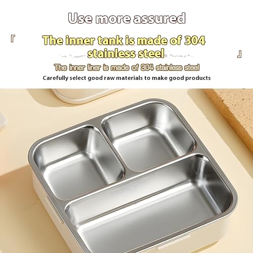 2 Layer Kids Lunch Box with Steel Inner, 3 Compartments Leak Proof Airtight BPA Free Bento Tiffin Box 1120 ML with 70 ML Sauce Cup for School Picnic Boys Girls (Lavender Chick) 1120ml + 70ml