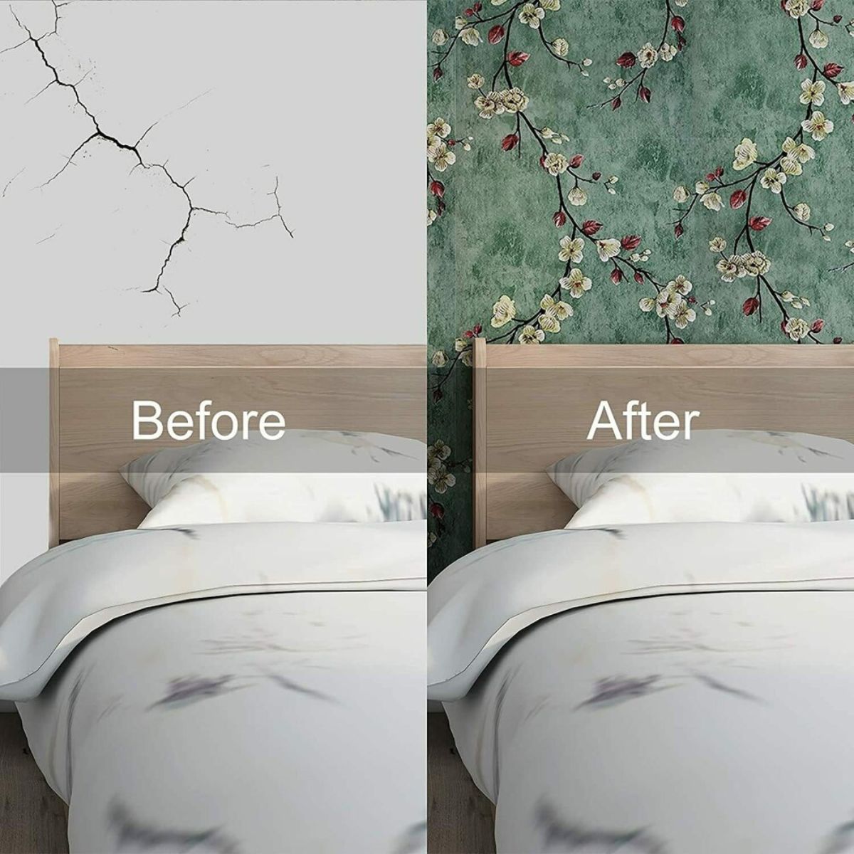 Tiny Shiny Green Floral Removable PVC Vinyl Wallpaper for Walls