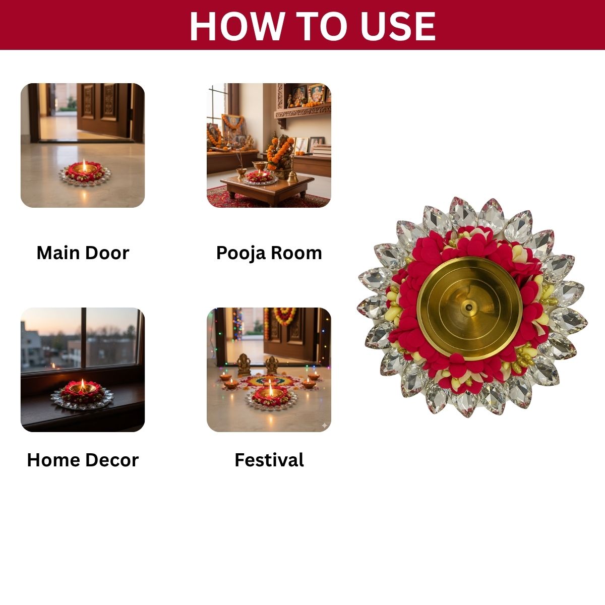 Brass Jyot Diya – Magenta | TinyShinygift