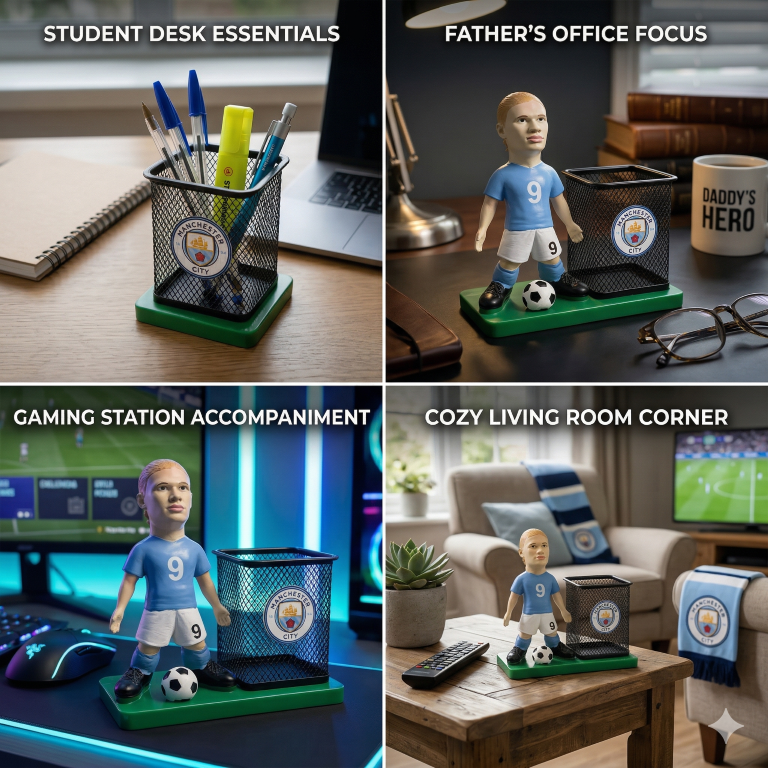 Erling Haaland Manchester City Edition Footballer Figurine Pen Holder