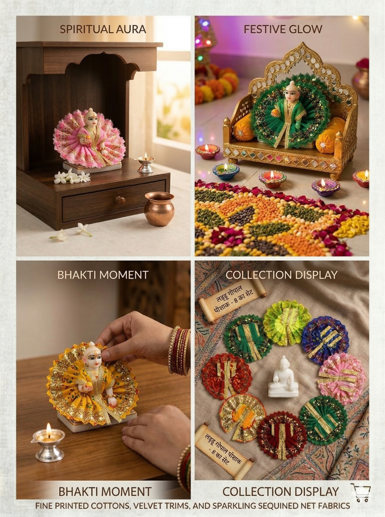 Tiny Shiny Laddu Gopal Poshak Thakur Ji Dress  Designer Dress for Kanha Ji Fancy Dress for Bal Krishna Janmaasthmi Special for Ladoo Gopal Ji (Poshak-8 Size-0)