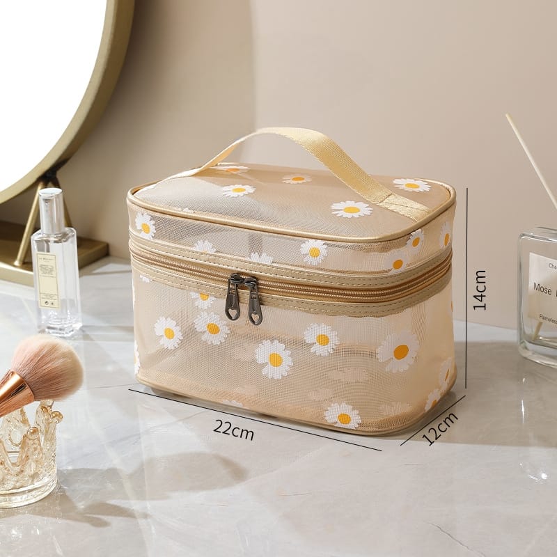 Tiny Shiny Transparent Travel Cosmetic Bag —  Waterproof Toiletry Organizer with Zipper for  Men and Women