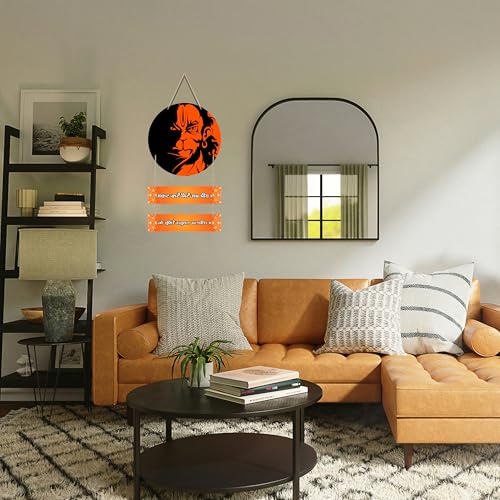 Hanuman Ji Mantra Printed Wooden Wall Art Decor for Home Decoration With Adjustable Rope Decorative Item for Pooja & Temple Room