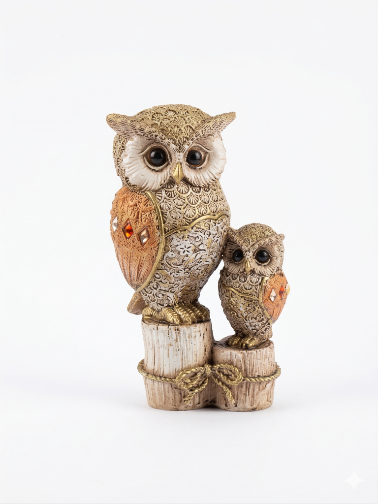 Owl on Stump Sculpture Decor