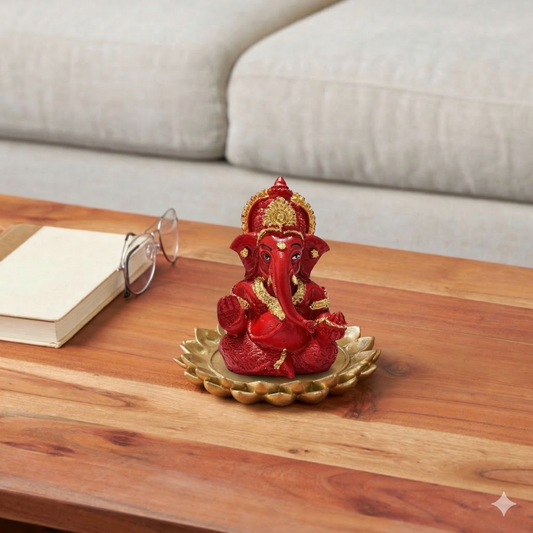 Red Ganesh Idol 9 cm