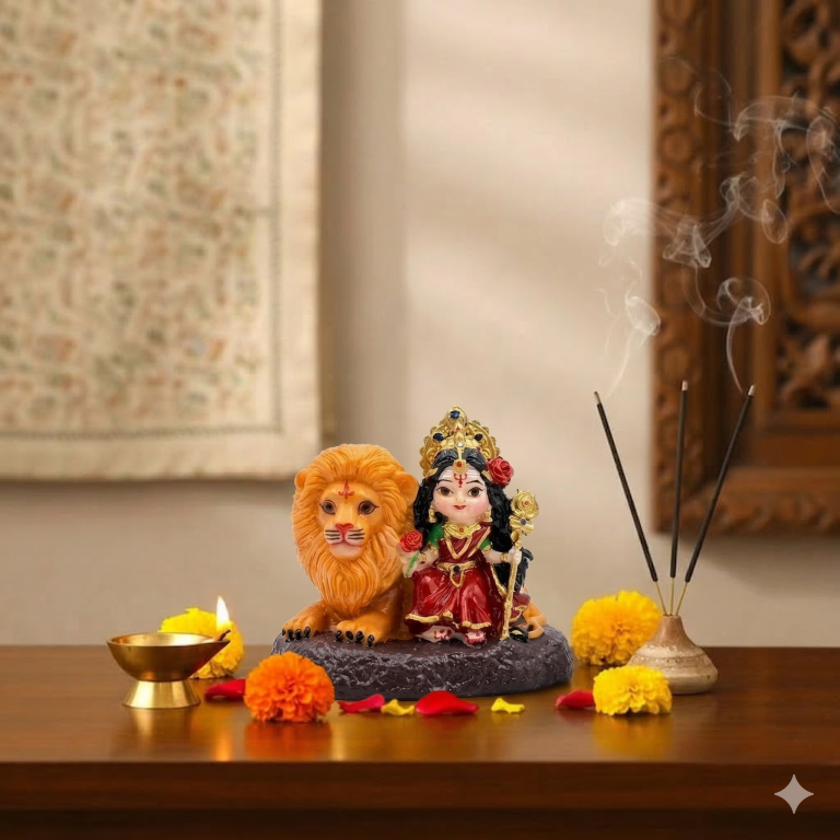 Maa Durga Idol with Lion 8 cm