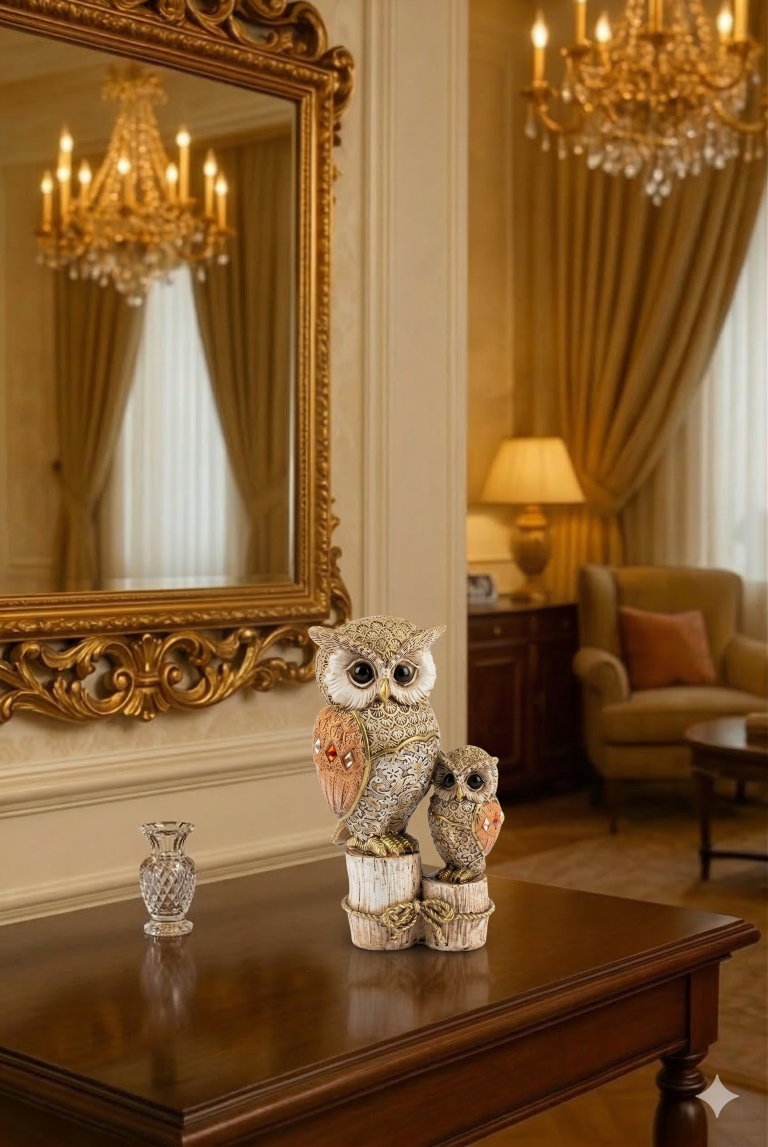 Owl on Stump Sculpture Decor