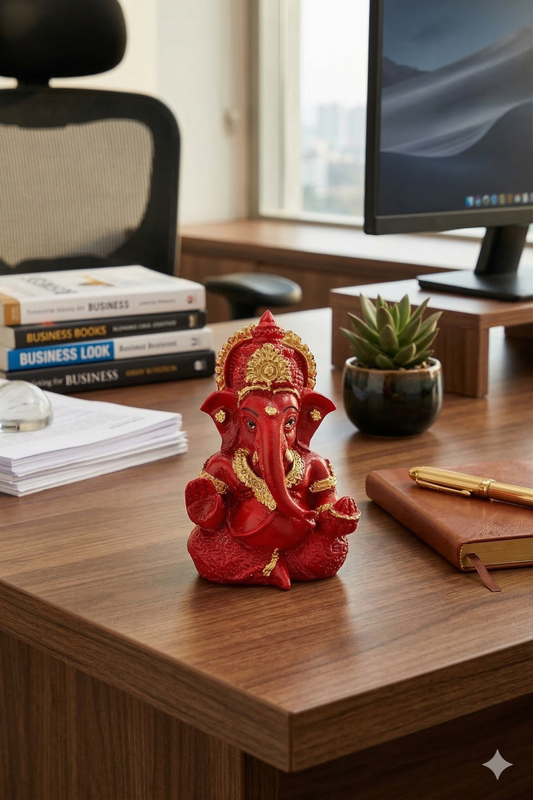 Red Ganesh Idol 9 cm