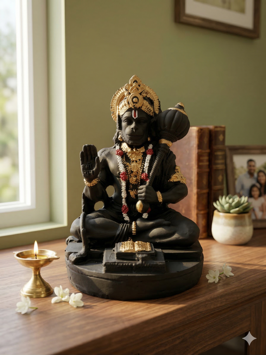 Hanuman Idol Black Finish 9 cm