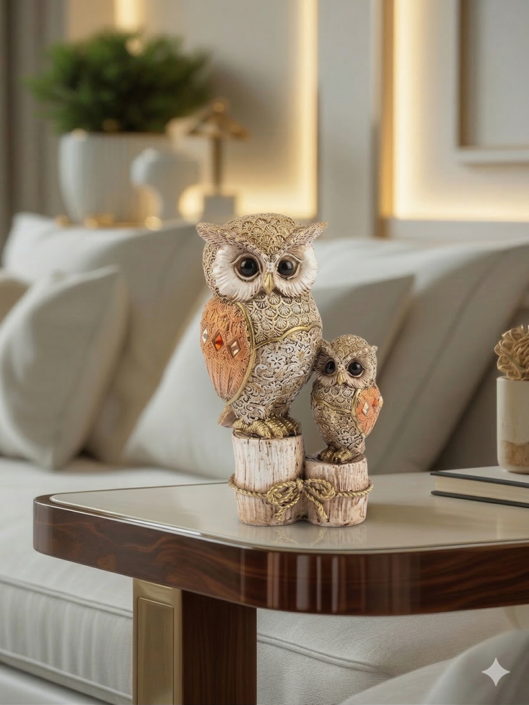 Owl on Stump Sculpture Decor