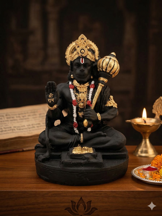 Hanuman Idol Black Finish 9 cm