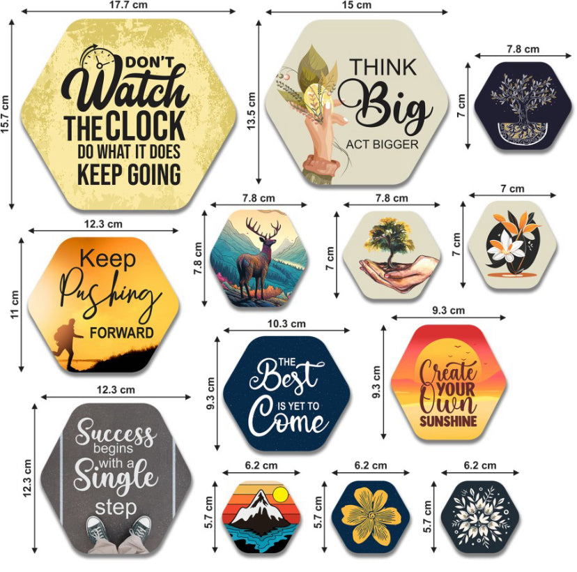 Motivational Hexagon Wall Sticker Set for Home & Office Décor