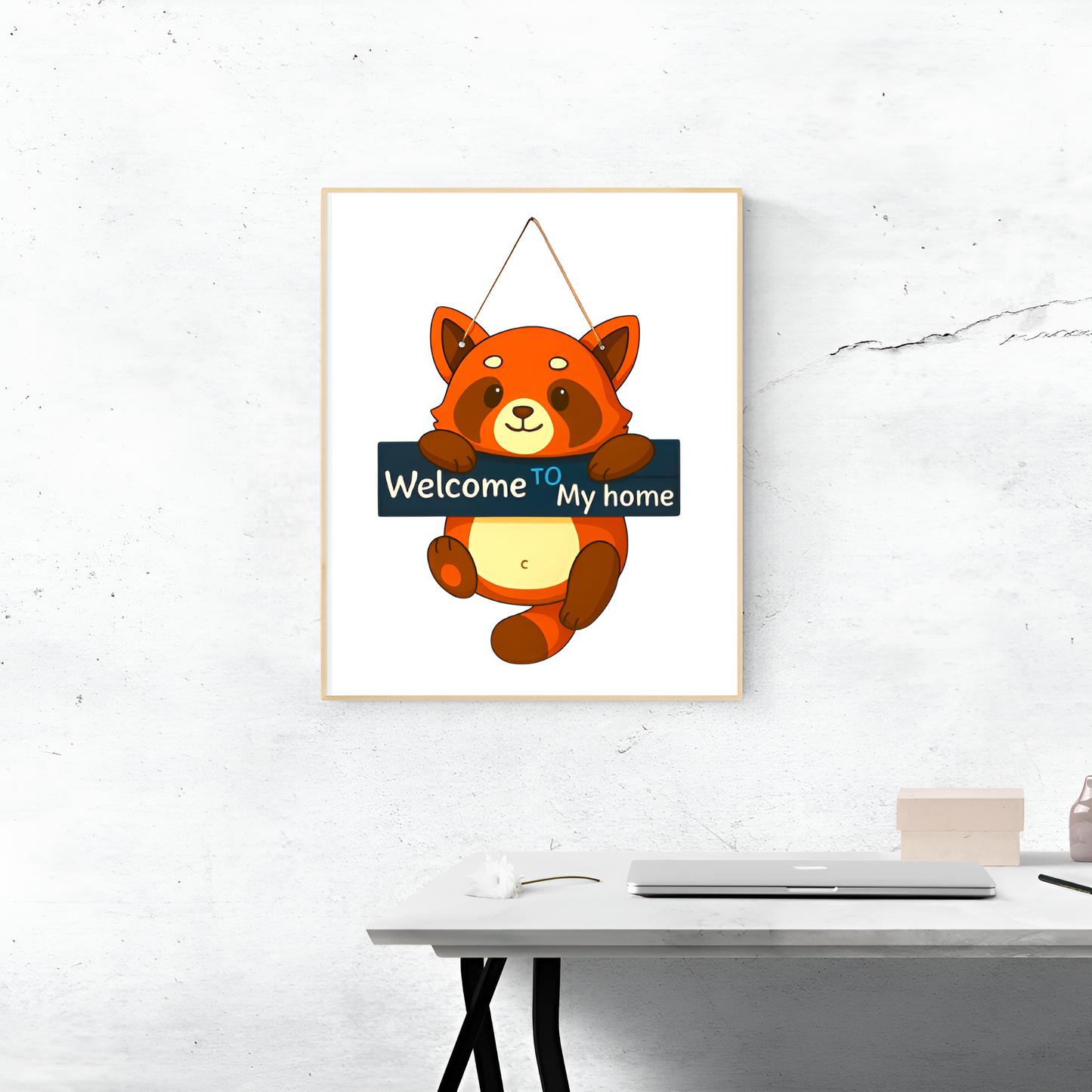 Cute Raccoon Welcome to My Home Hanging Wall Decor Sign