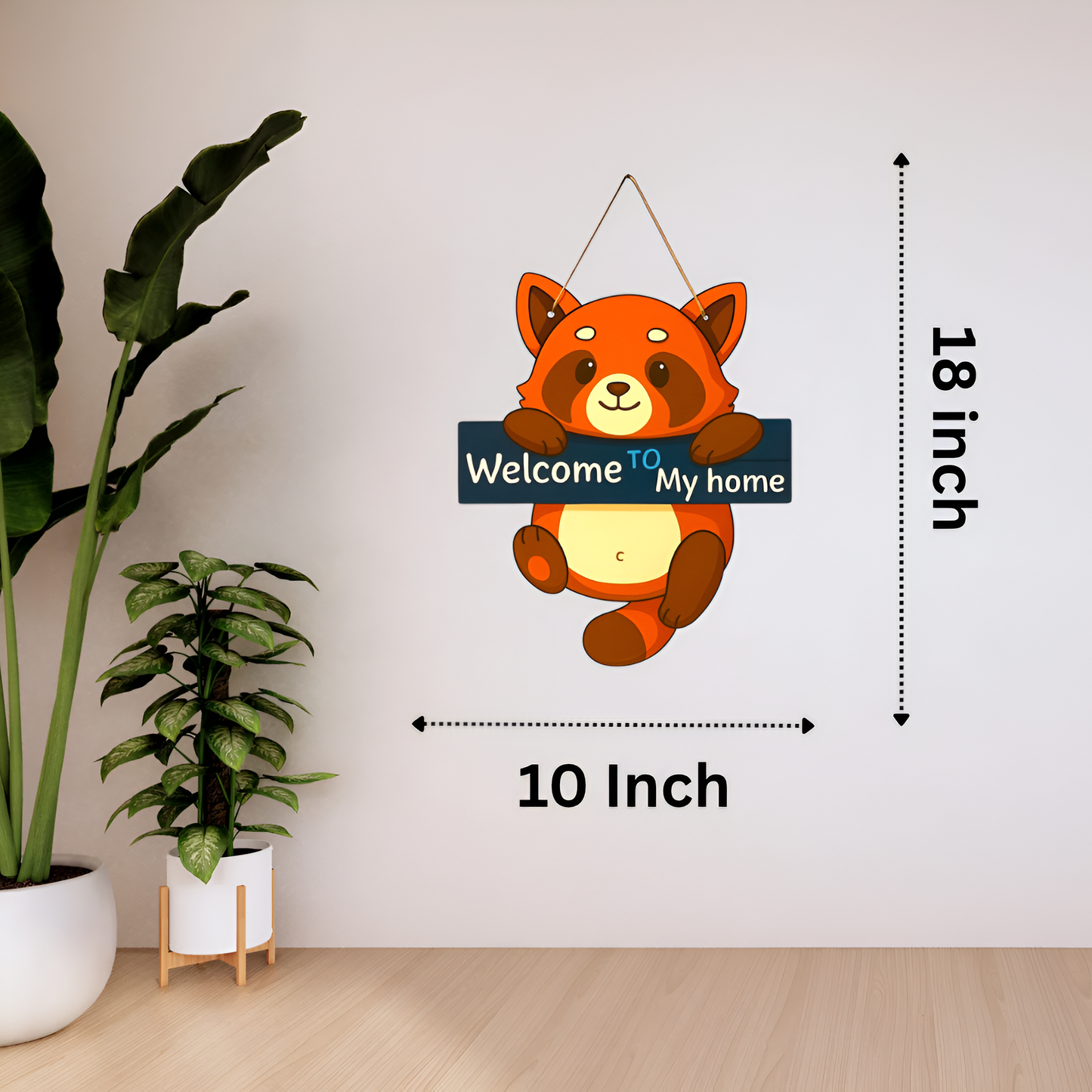 Cute Raccoon Welcome to My Home Hanging Wall Decor Sign