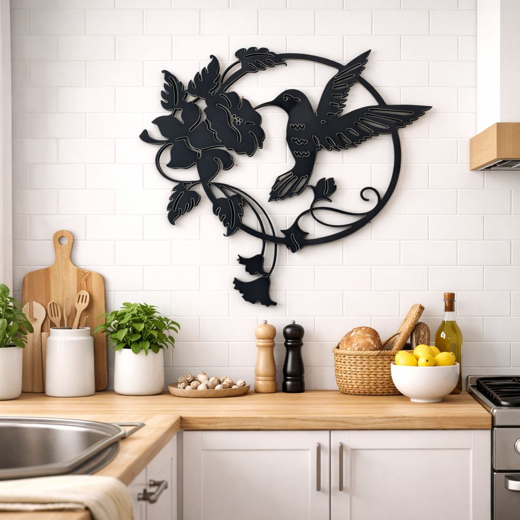 Bird MDF Wall Art Decor Black