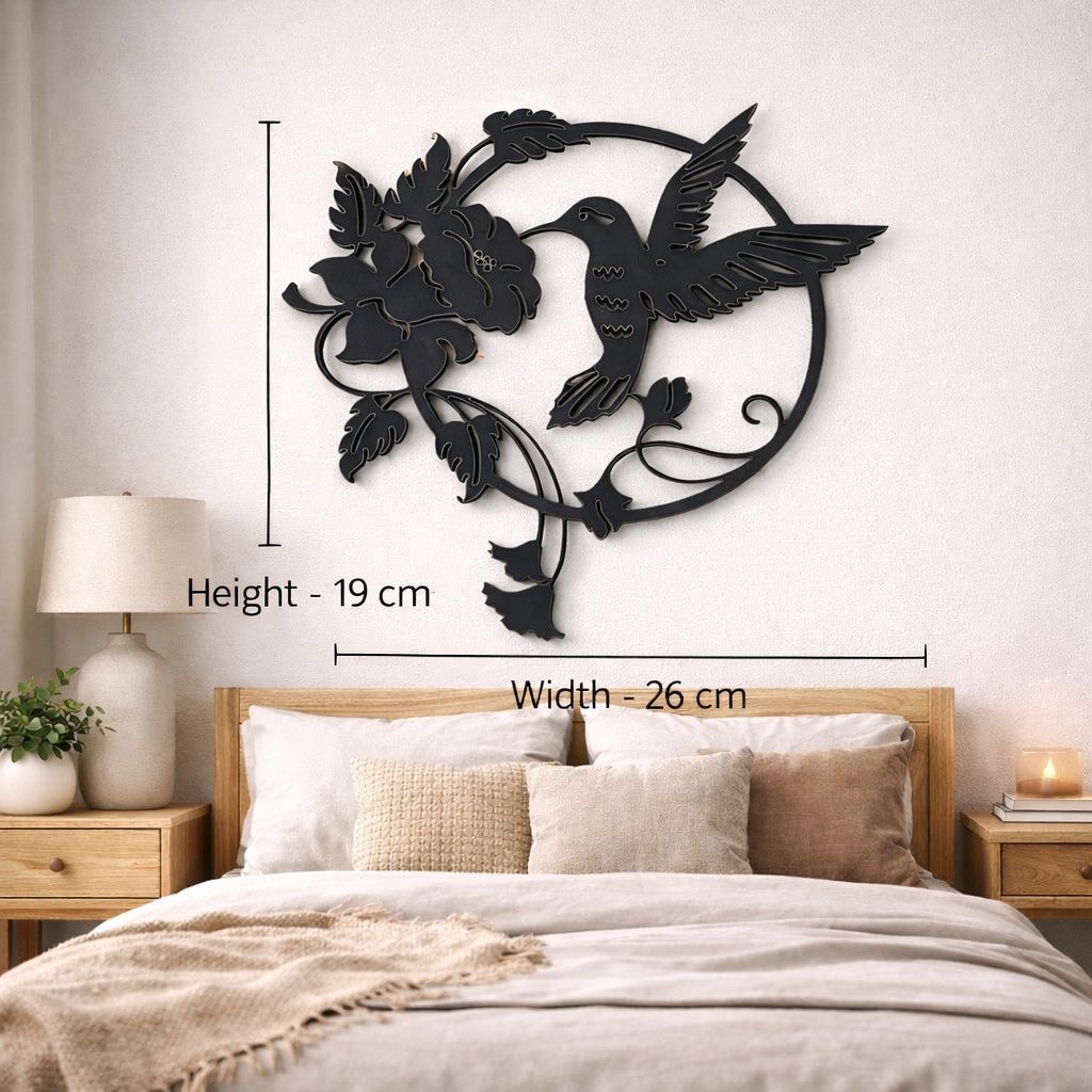 Bird MDF Wall Art Decor Black
