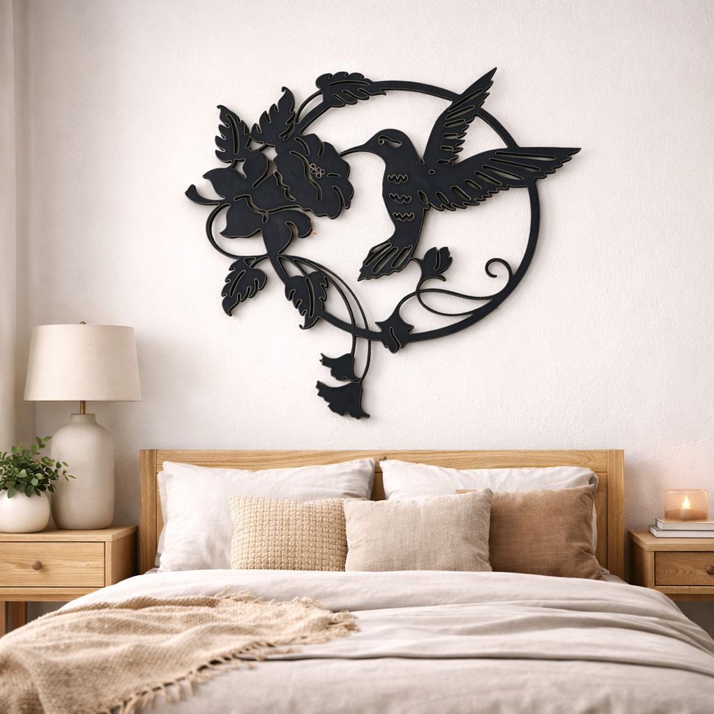 Bird MDF Wall Art Decor Black