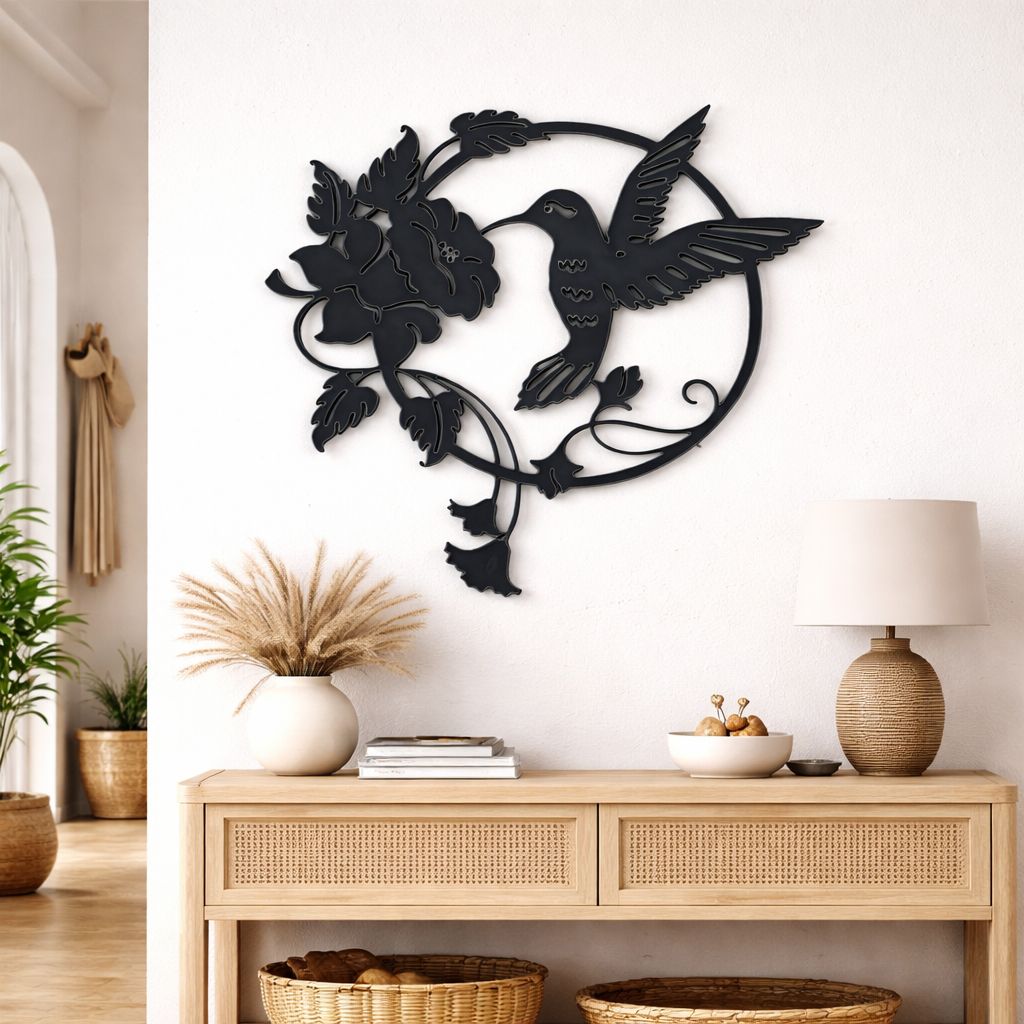 Bird MDF Wall Art Decor Black