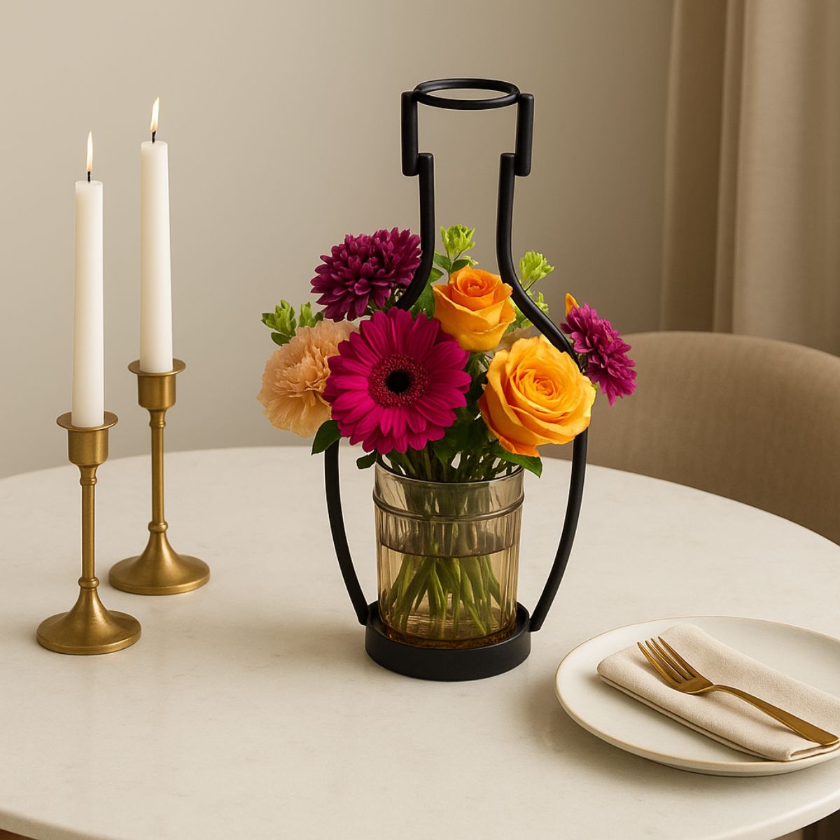 Iron Brass Candle and Plant Holder