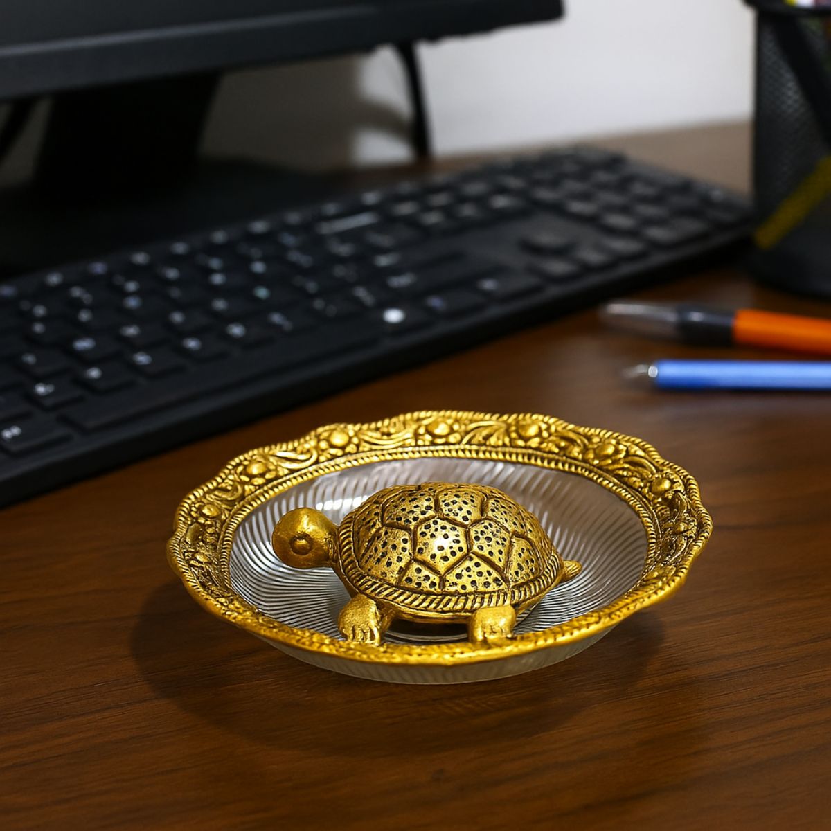 Tiny Shiny Tortoise Showpiece — Vastu Turtle Idol  for Home Decor and Gifting