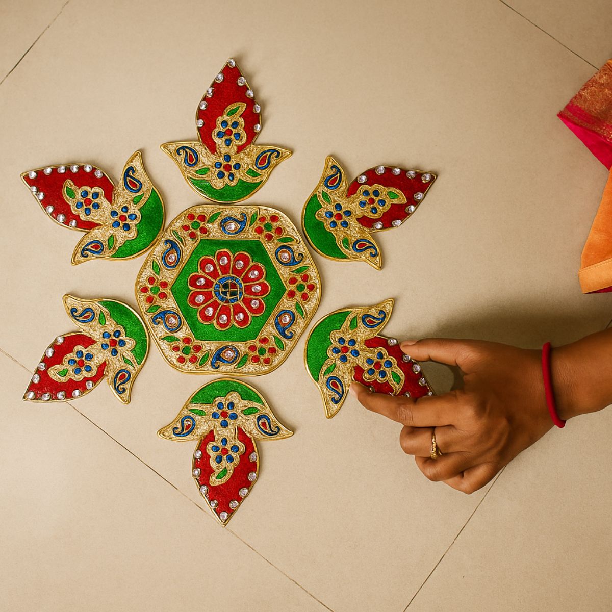 Diya Meena Stone Rangoli