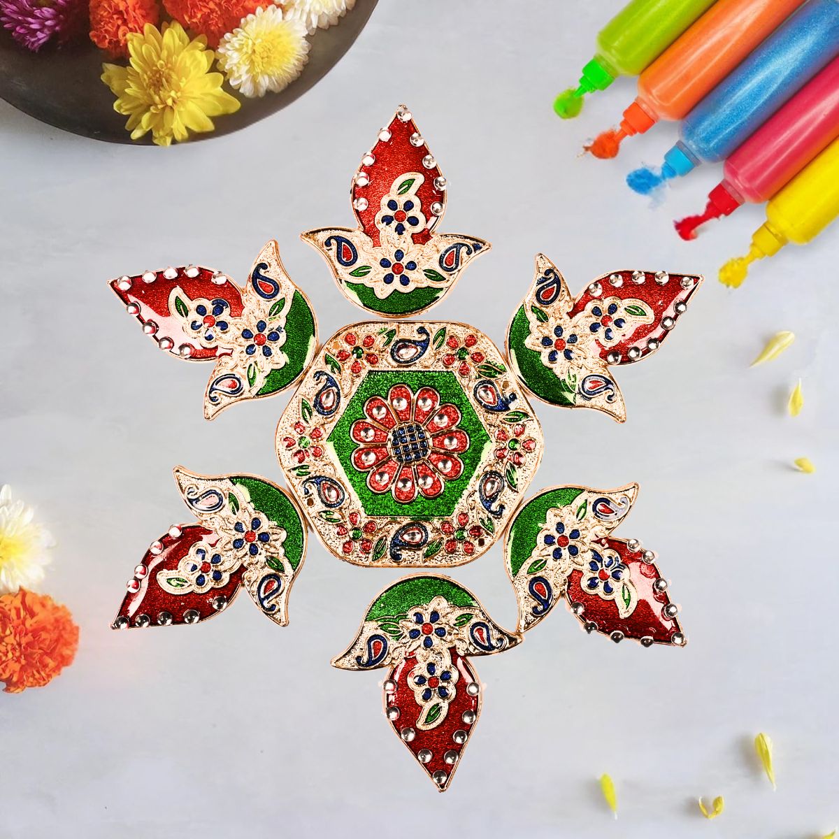 Diya Meena Stone Rangoli
