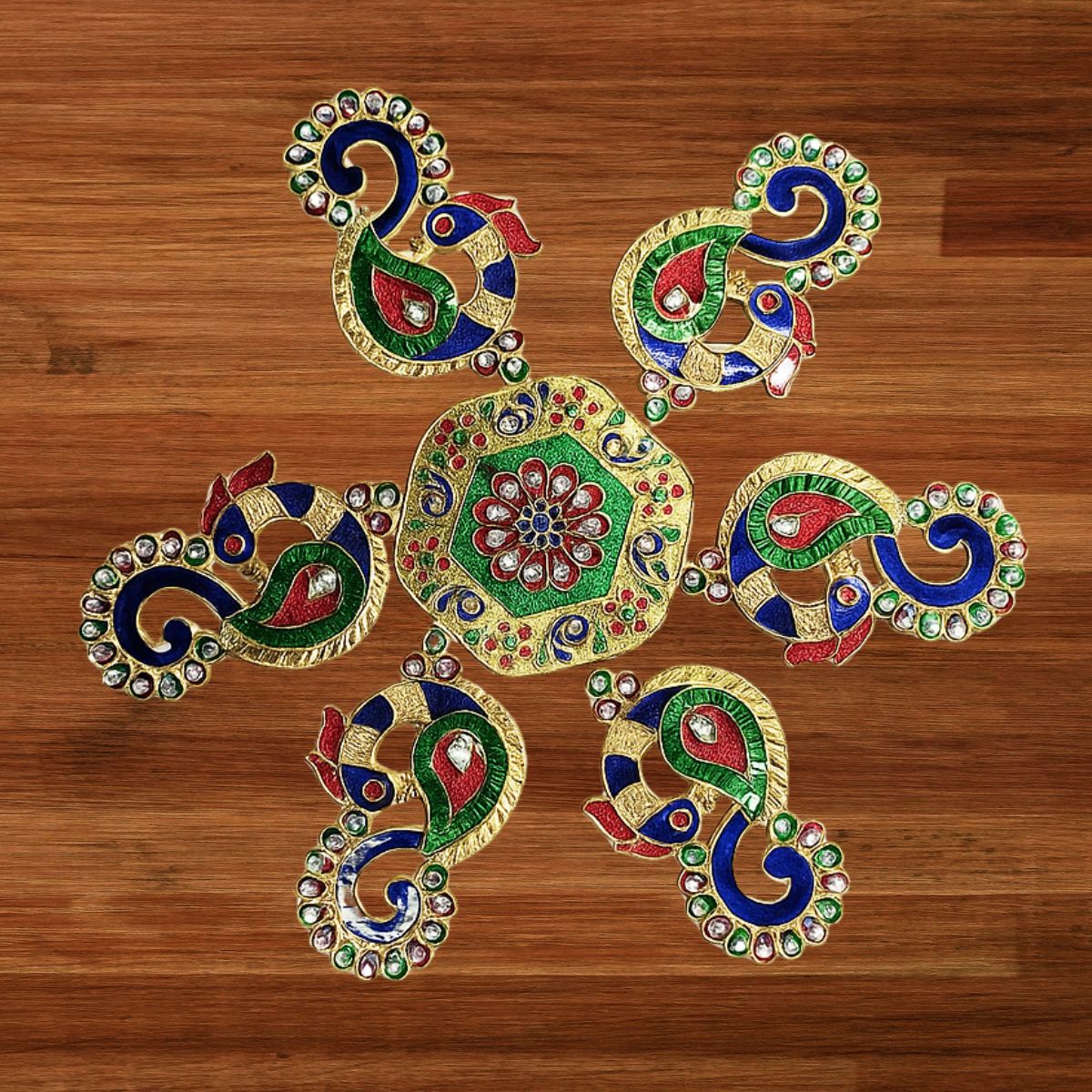 Peacock Meena Stone Rangoli