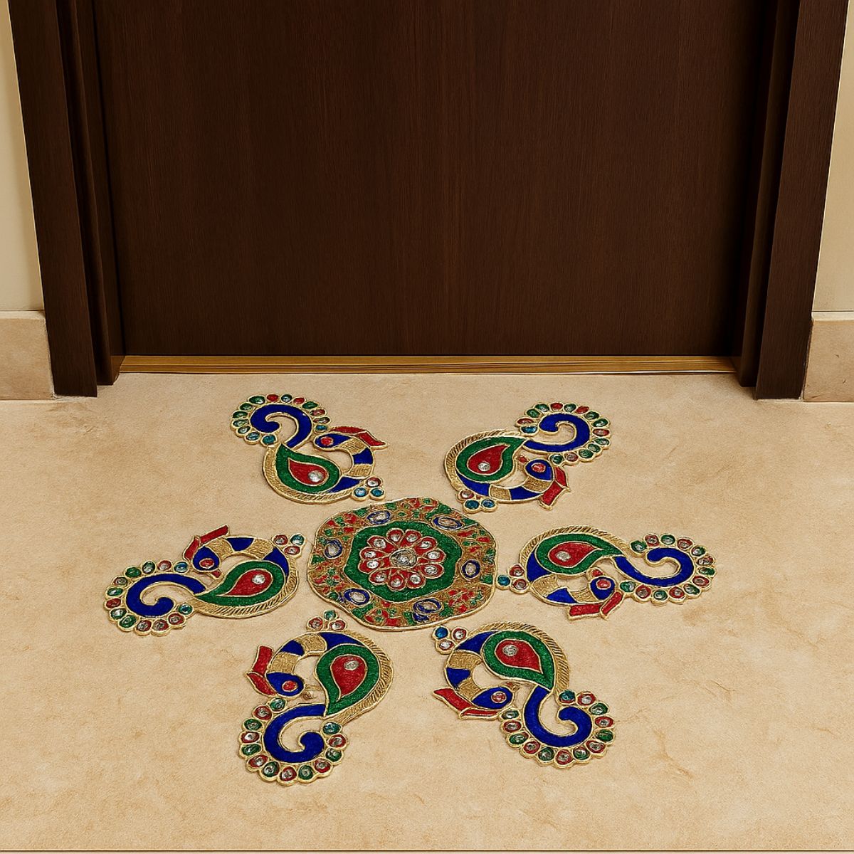Peacock Meena Stone Rangoli