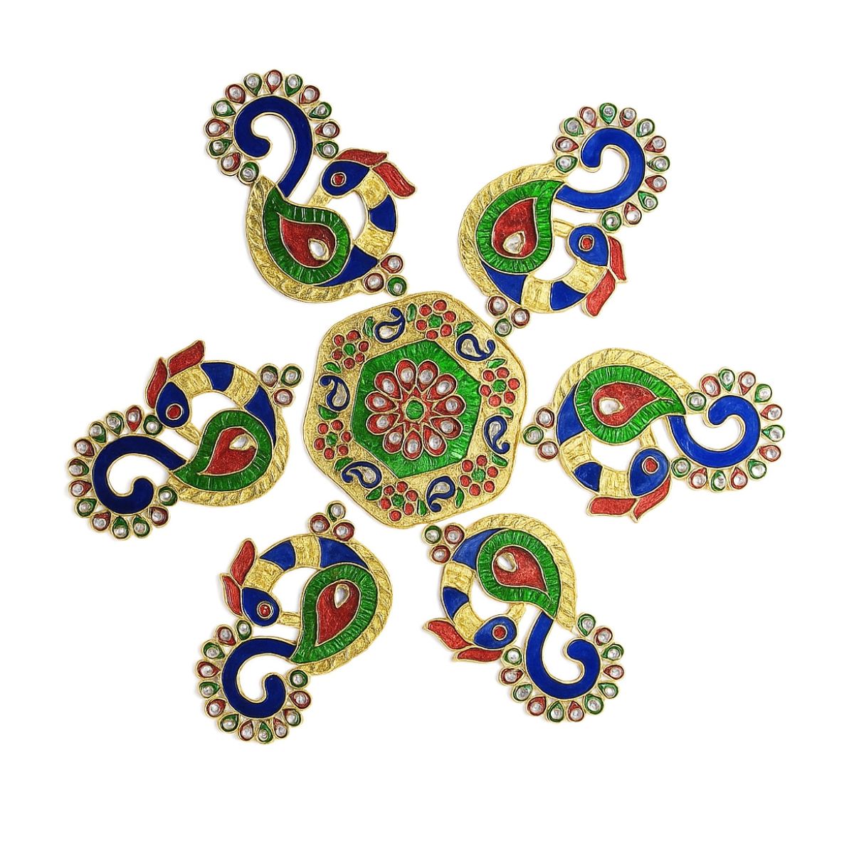 Peacock Meena Stone Rangoli