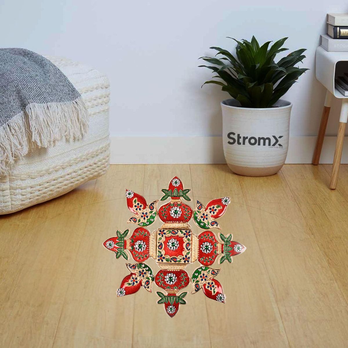 Kalash and Diya Meena Stone Rangoli