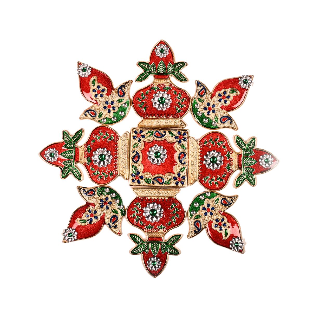 Kalash and Diya Meena Stone Rangoli
