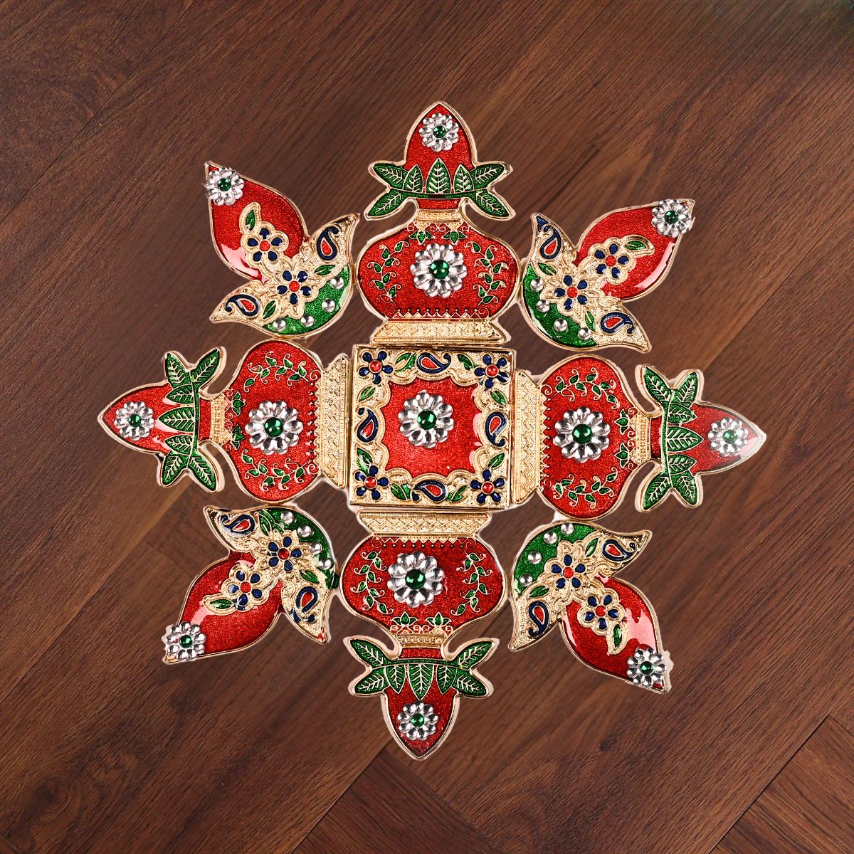 Kalash and Diya Meena Stone Rangoli