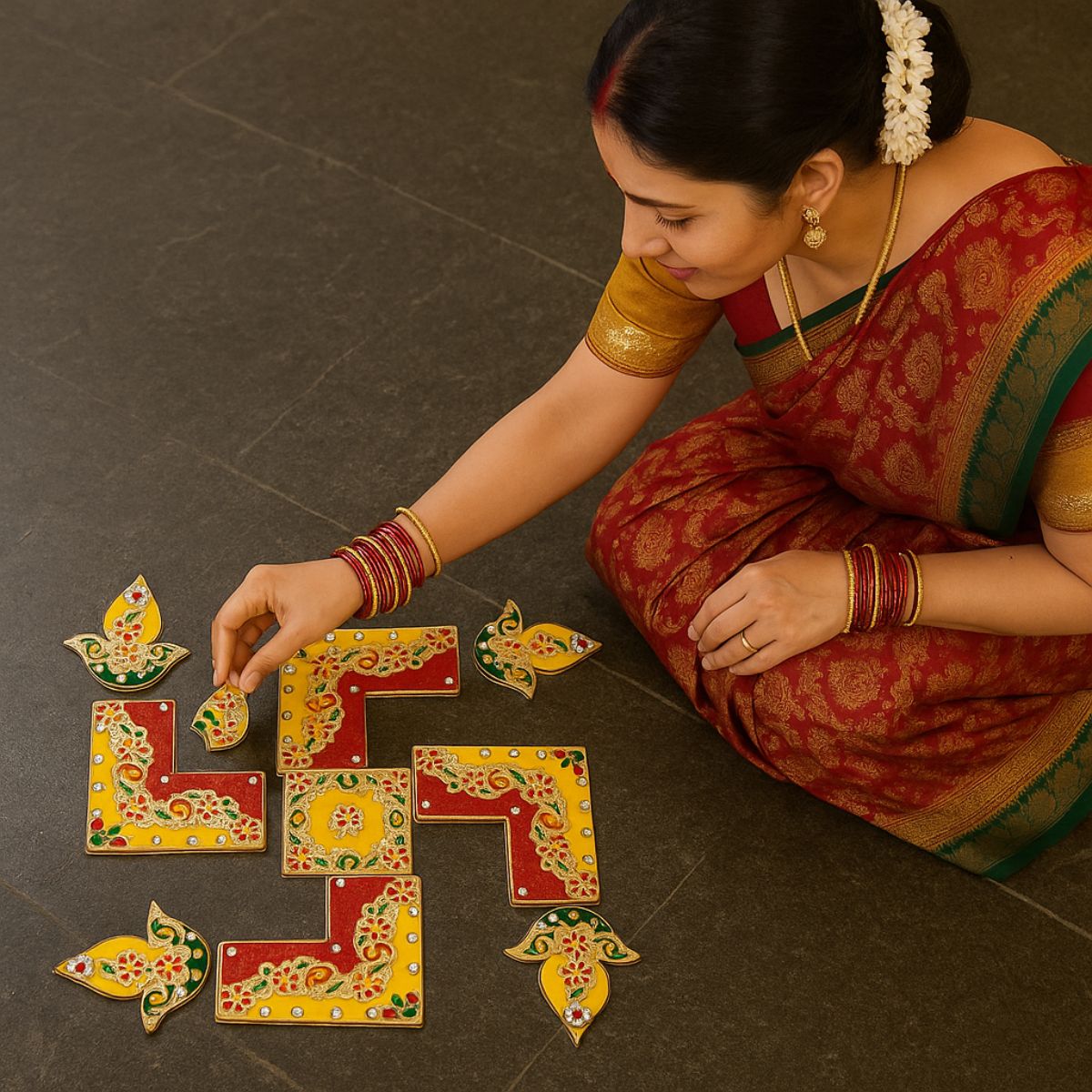 Swastik Meena Stone Rangoli