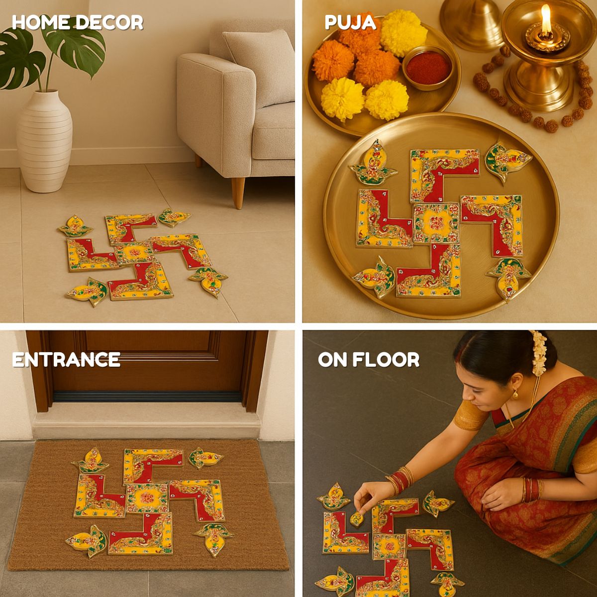 Swastik Meena Stone Rangoli