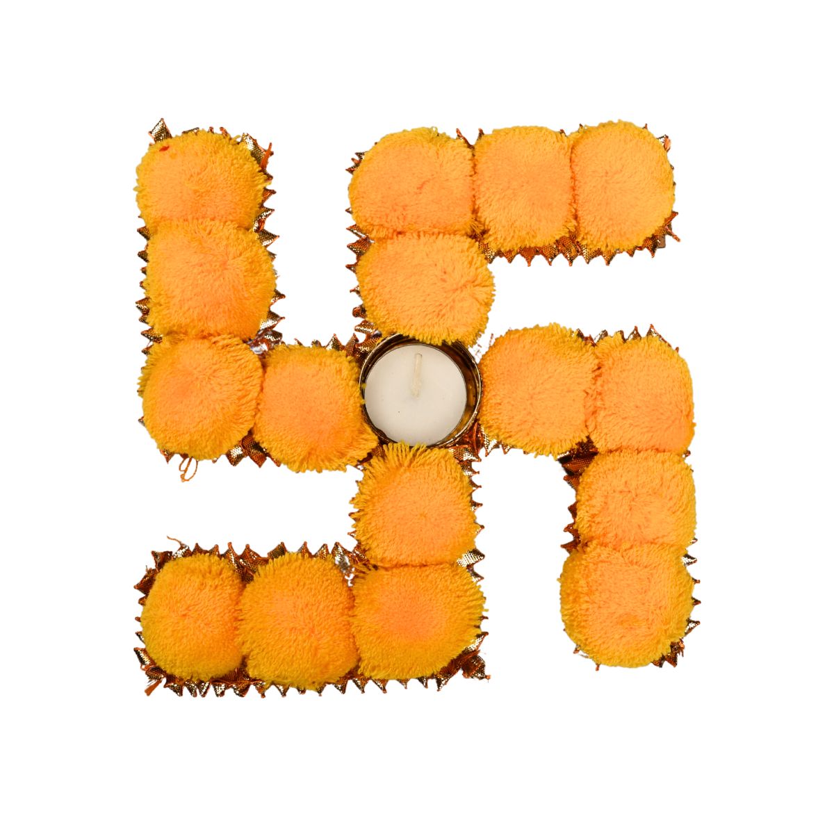 Swastik Tealight Holder with Pom Pom  MDF Base